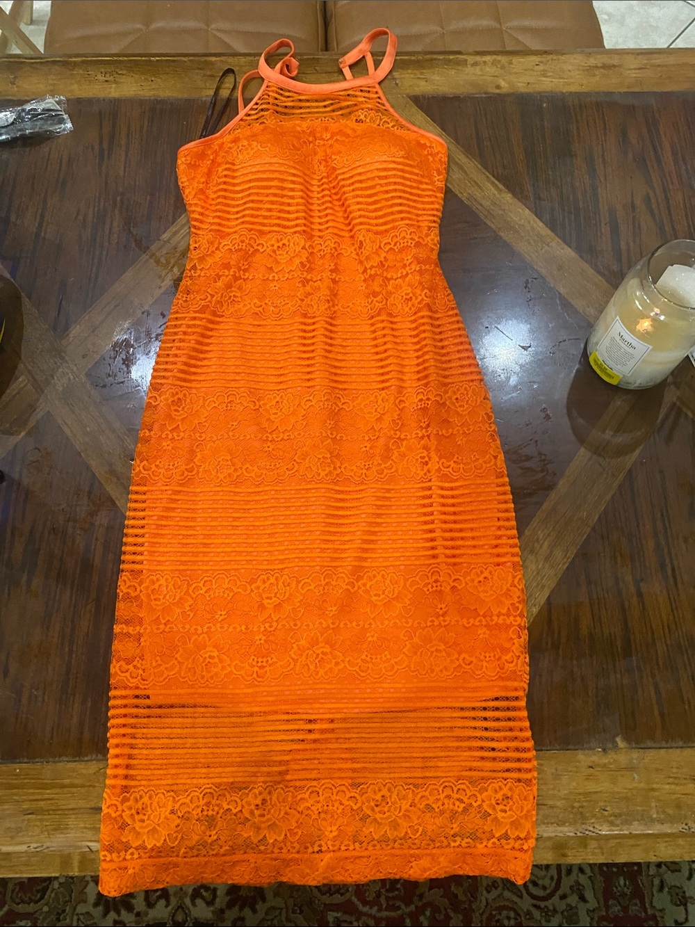 Guess women’s lace apron Dress orange